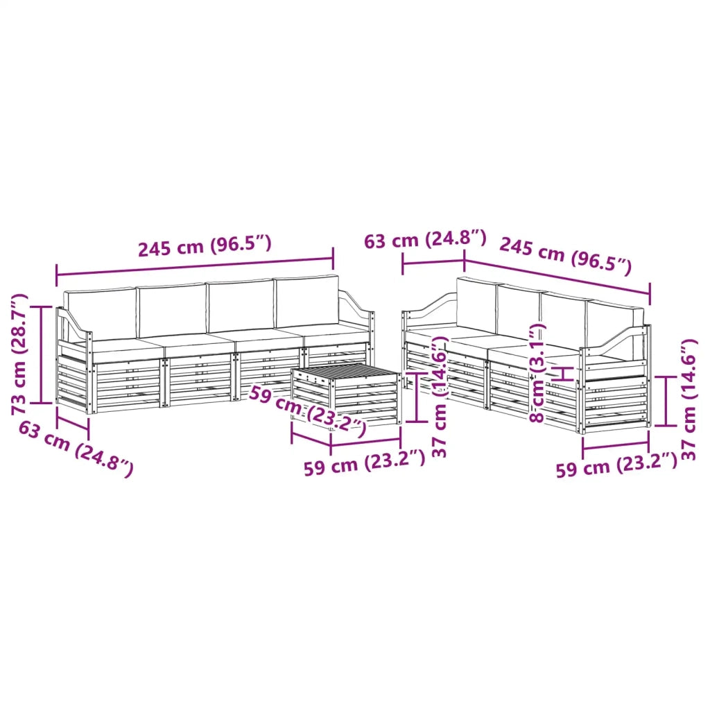 Set divani Legno di Acacia Massello 3391611