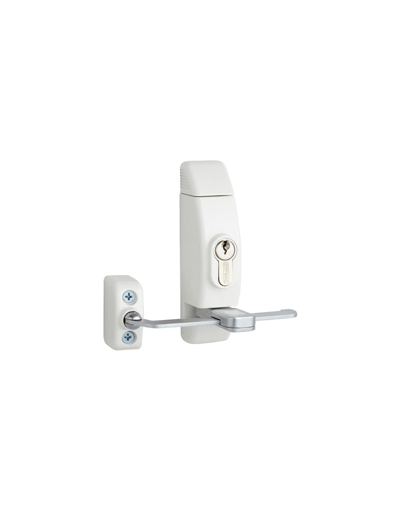 Limitatore di apertura per finestra bianco con cilindro profilato, 3 chiavi – THIRARD