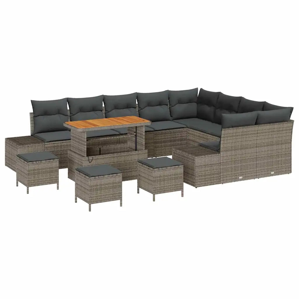 Set Divano da Giardino con cuscino 13 pcs Grigio polyrattan 3362833