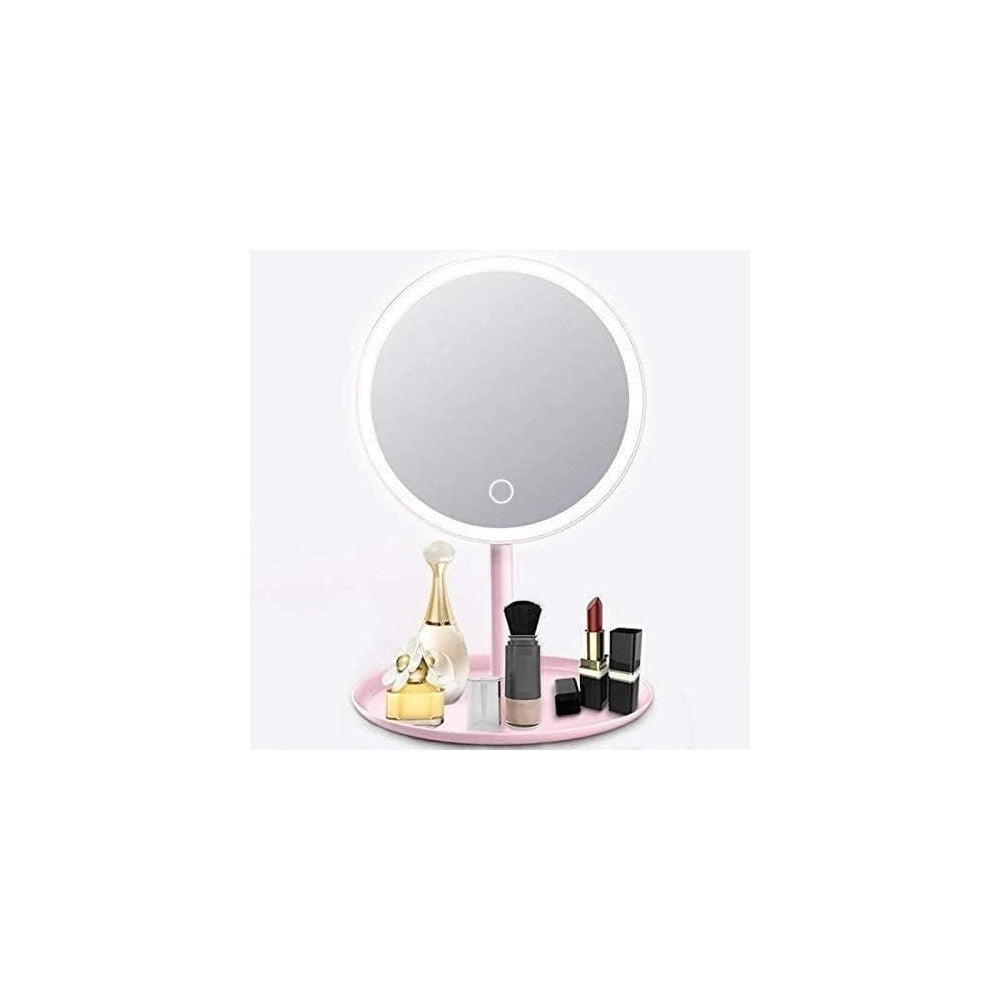 Trade Shop - Specchio Per Il Trucco Illuminato A Led Makeup Cosmetico Girevole Luce Ad Anello -