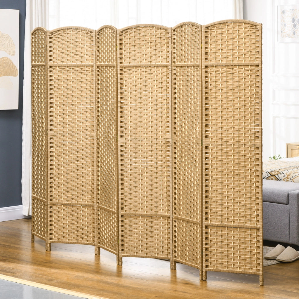 Paravento ¨C Minimal ¨C Naturale, Legno, 6 Pannelli, Pieghevole