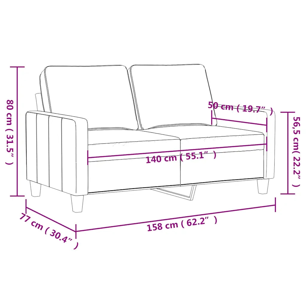 Divano a 2 Posti-Sofa 2 Posti Marrone 140 cm in Velluto 731904