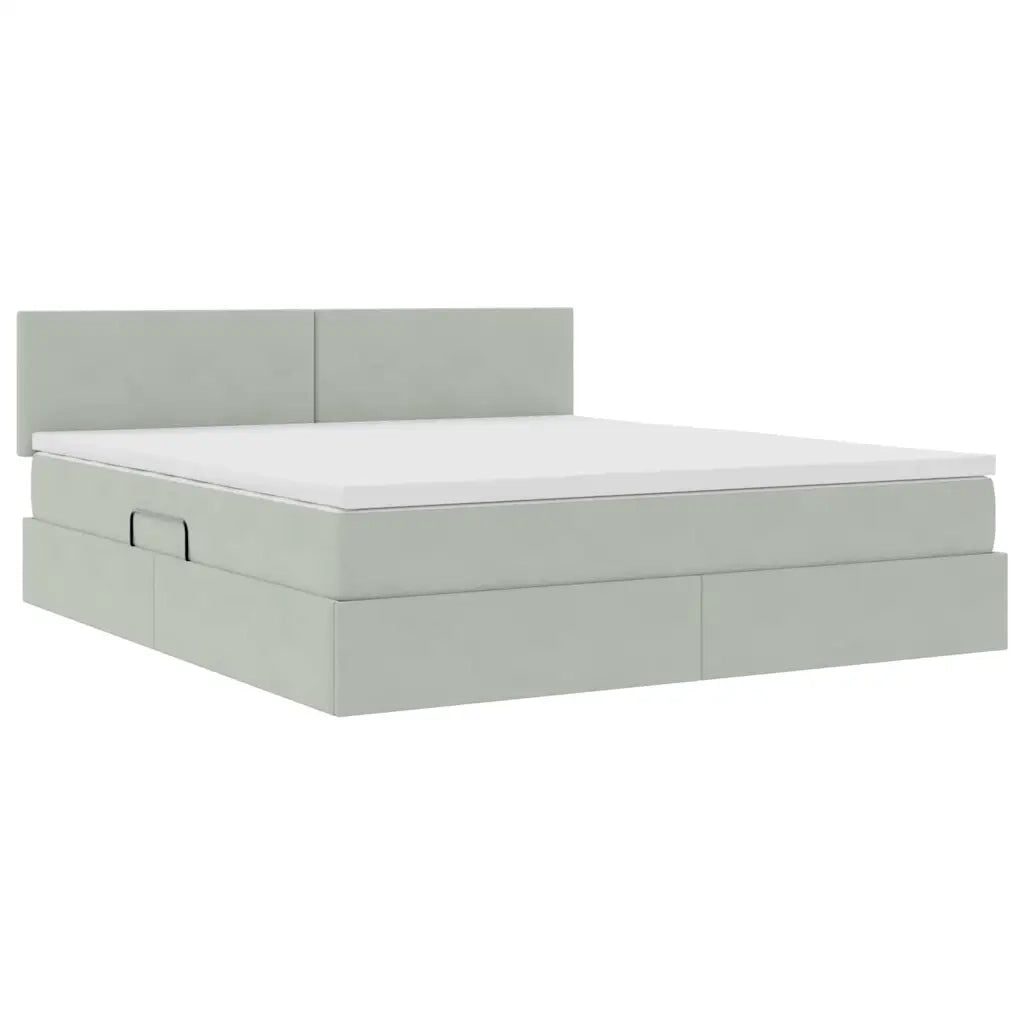 Letto con Contenitore Grigio chiaro 160 x 200 cm Velluto