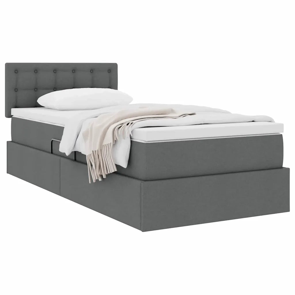Letto con contenitore e materasso Grigio scuro 100 x 200 cm