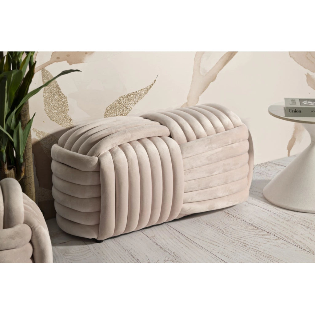 Panca Gomitolo 2, Rosa, Cotone, 90x45x45 cm