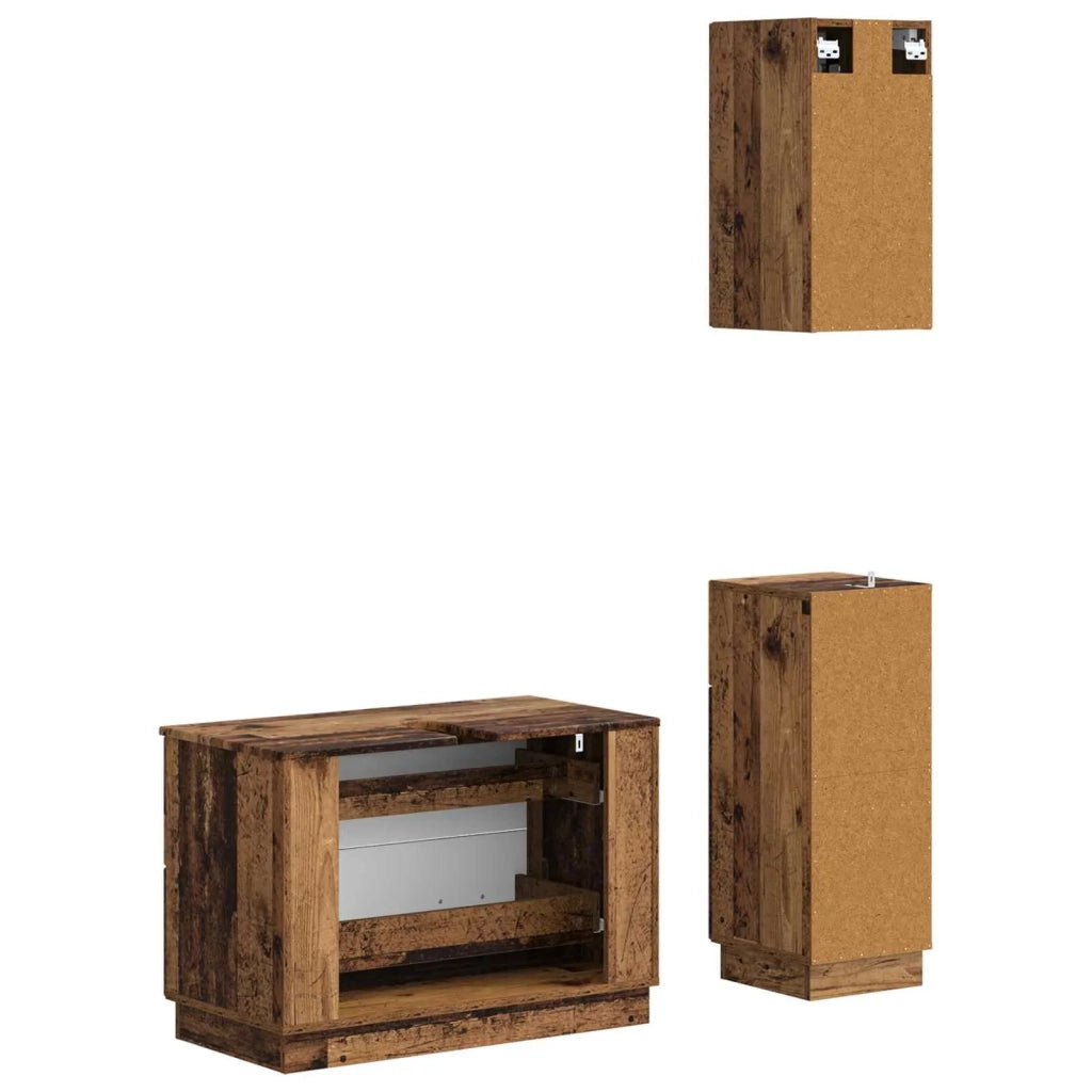 Set di armadietti da bagno in 3 pezzi HOORN Legno antico 3417799