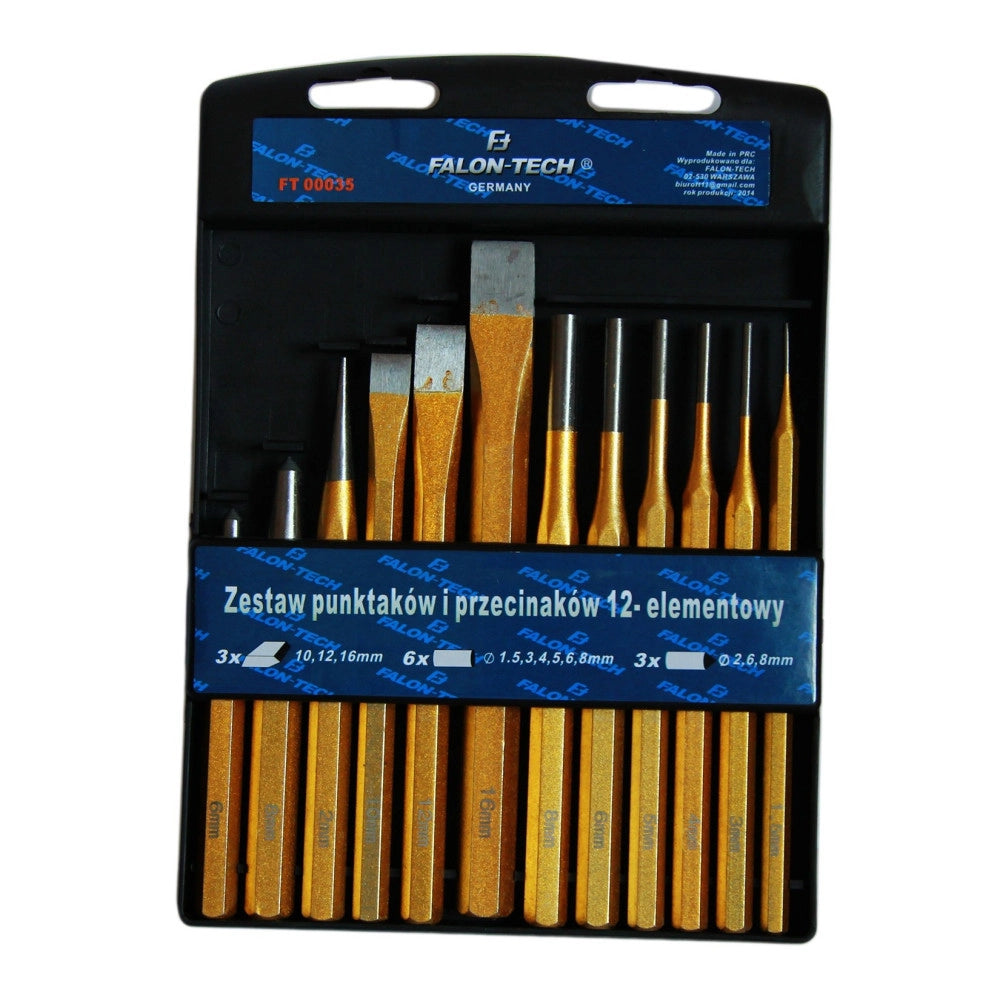 Trade Shop - Kit Set Scalpelli Cacciaspine Cacciachiodi Punzoni 12 Pz Pezzi Caccia Chiodi -