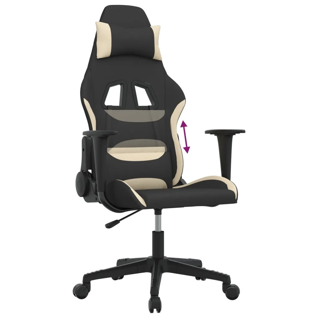 Sedia da Gaming Nero e Crema in Tessuto 3143733