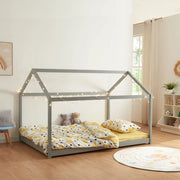 Letto per Cameretta Cerro a Forma di Casetta 120 x 200 cm Grigio [en.casa]