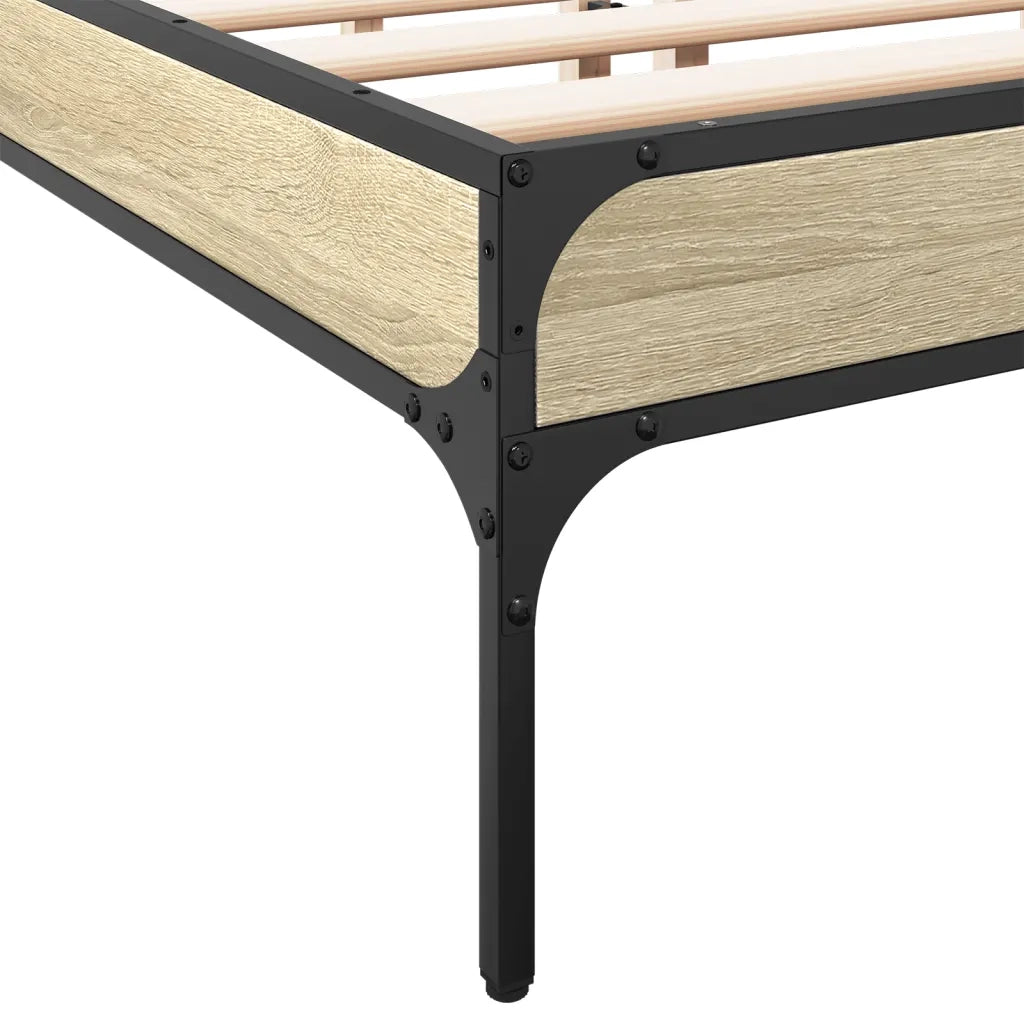Letto matrimoniale | Letto per adulti | Giroletto Rovere Sonoma 120x200 cm in Legno Multistrato Metallo