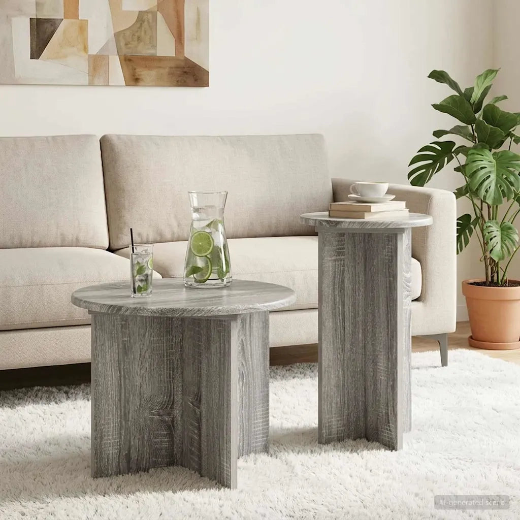 Set tavolini 2 pz Grigio Sonoma Ø 45 x 35 cm 8001034