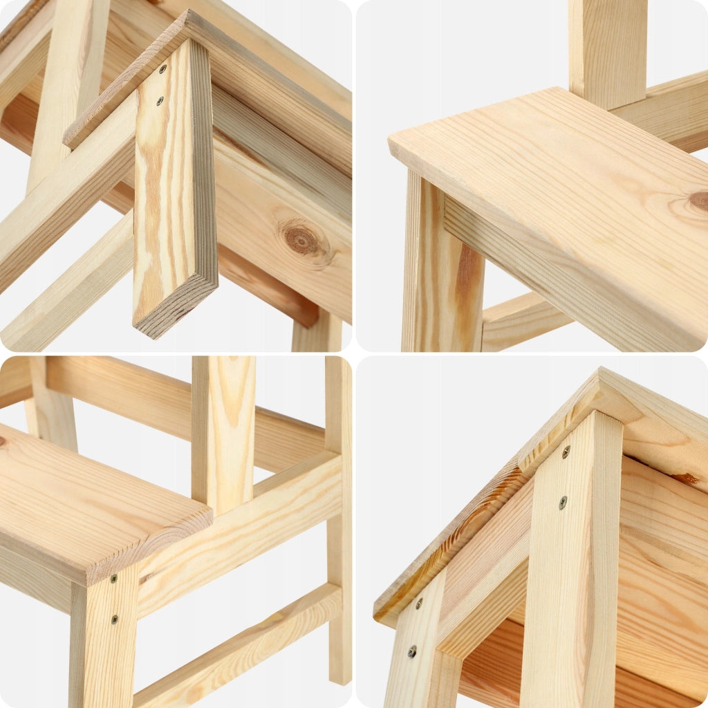 Sgabello da cucina in legno KADAX con piattaforma e gradini da 50 cm, solido.