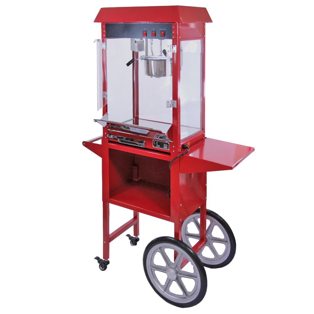 Macchina per Popcorn con Carrello Acciaio Inox Pop Corn Professionale 1370W
