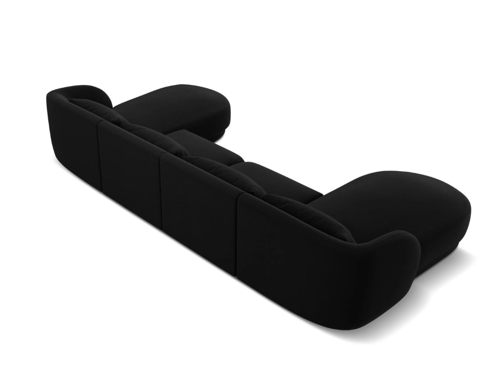 Cosmopolitan Design - Divano panoramico "Tulum" 5 posti in velluto nero 