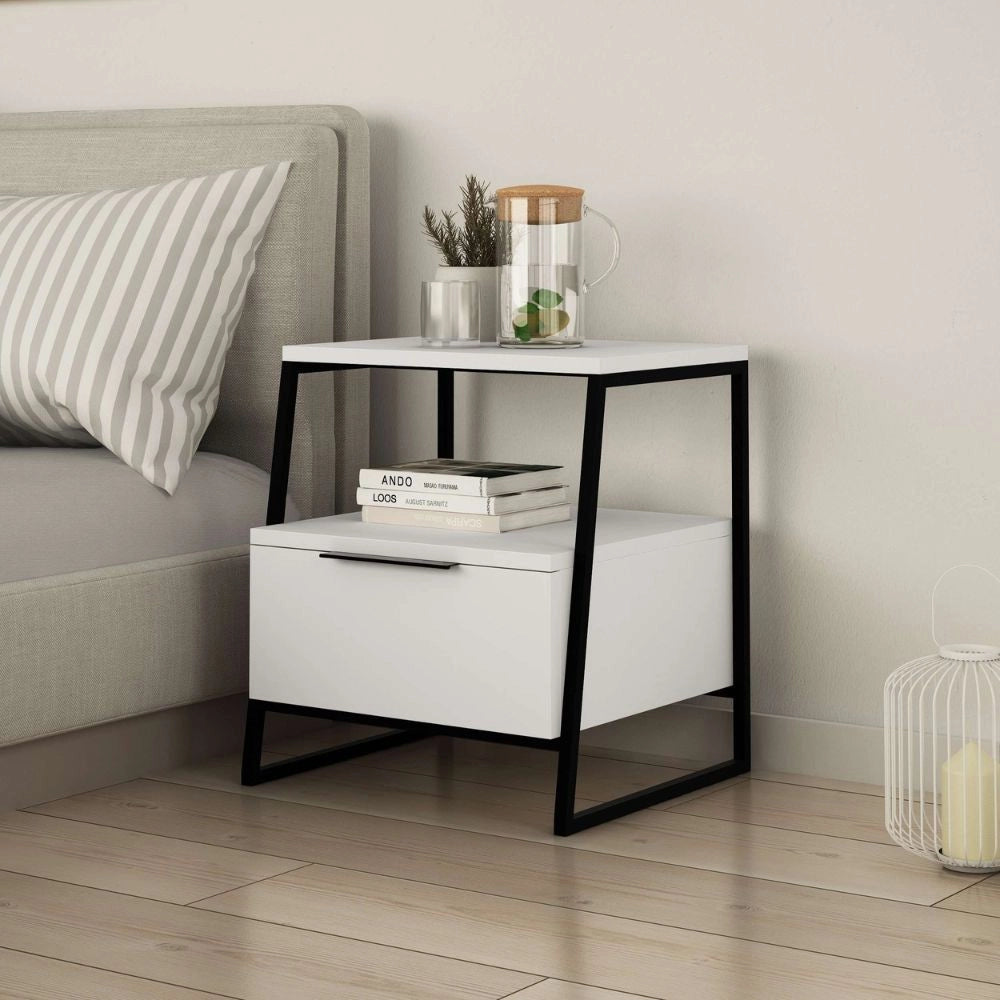 Comodino bianco Pal 45x41x50 cm – Stile Moderno e Funzionalità in un Design Raffinato