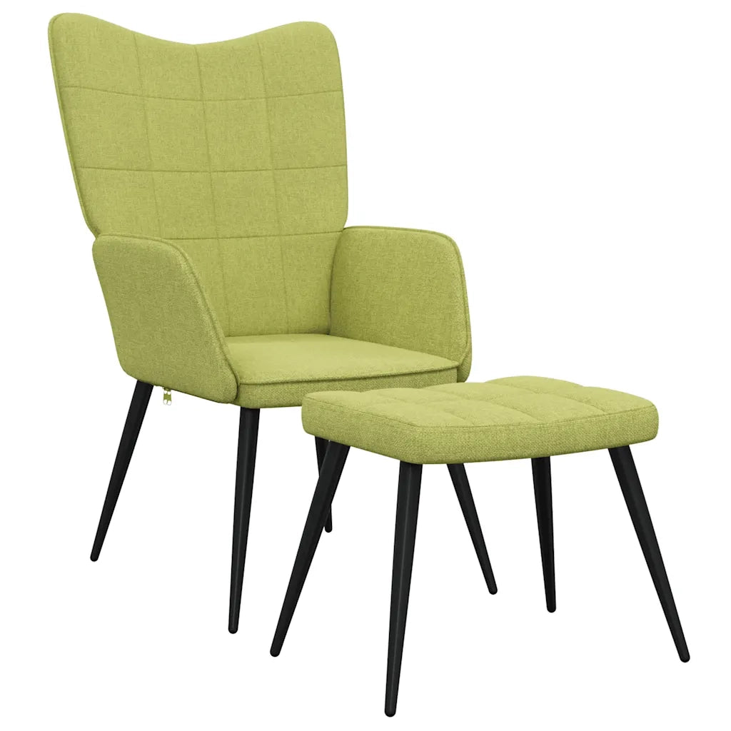 Sedia Relax con Sgabello Verde in Tessuto 327957