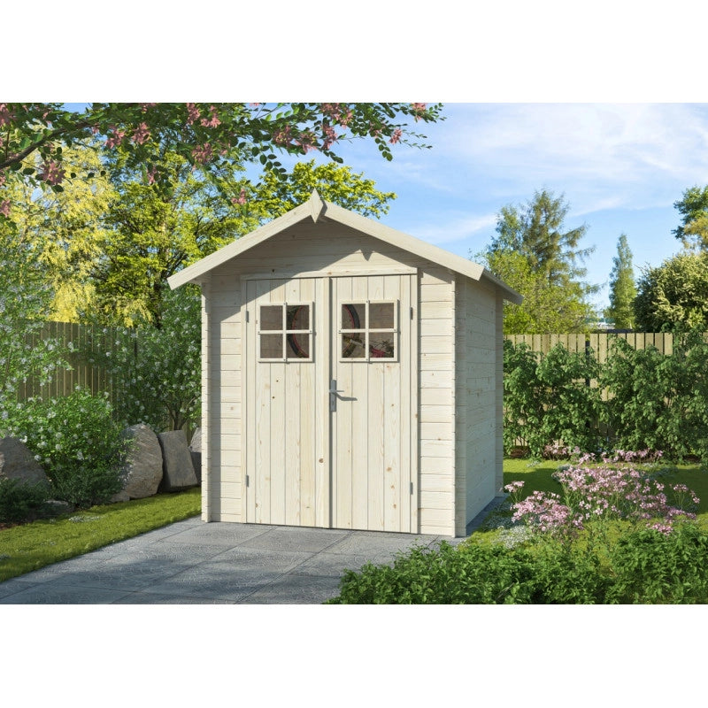 Casetta da giardino in legno 200x200 cm, pareti 19 mm con porta doppia in plexiglass, per ricovero attrezzi esterno compatto - Esterni da Vivere