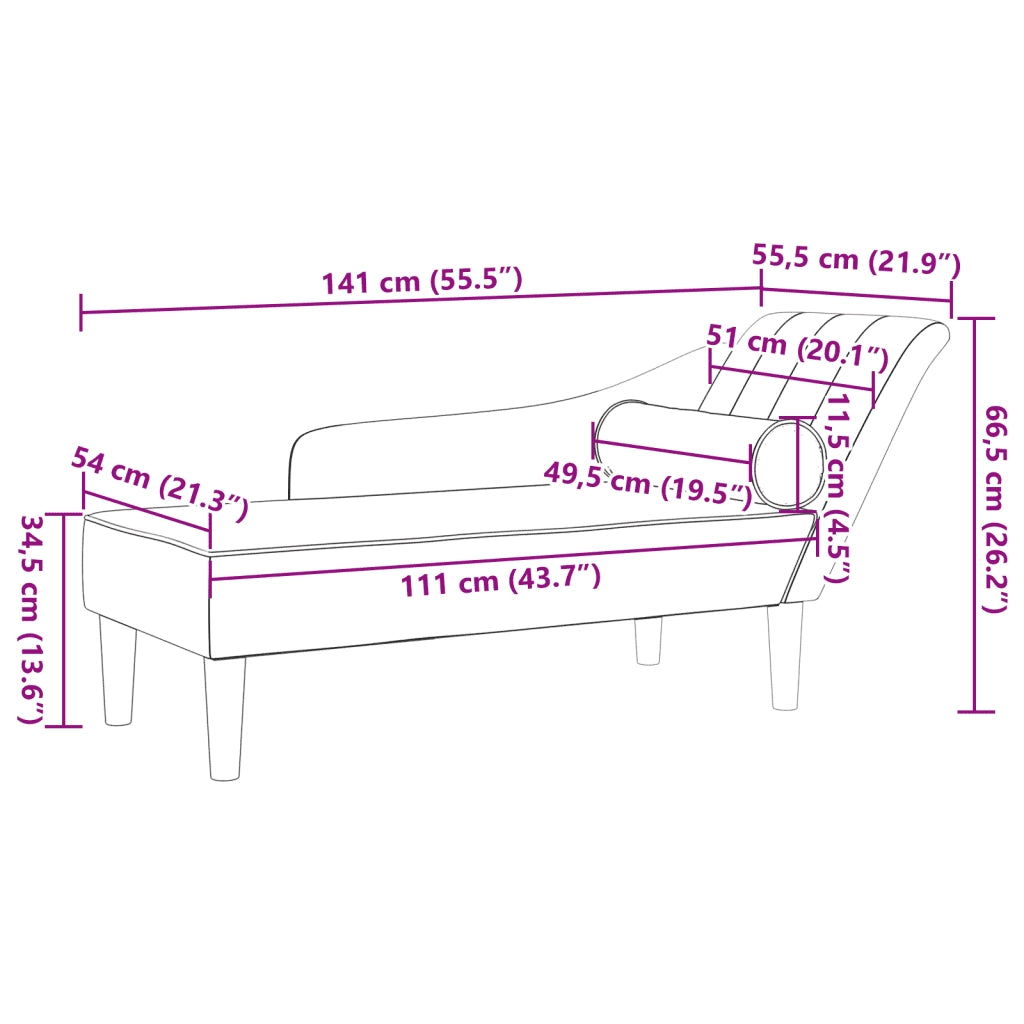Chaise Longue con Cuscini Grigio Chiaro in Tessuto 4007596