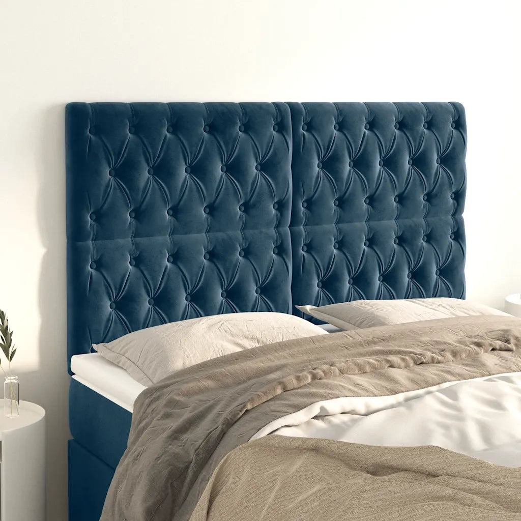 Testiera | Testata Blu Scuro 160x7x118/128 cm Velluto