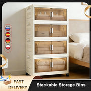 Cassa di stoccaggio - Ripiegabile - 3/4 strati - Ruote - Plastica