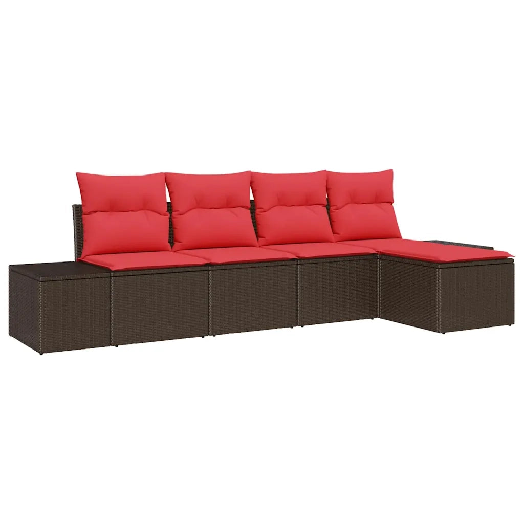 Set Divano da Giardino con cuscino 5 pcs Marrone polyrattan 3347024