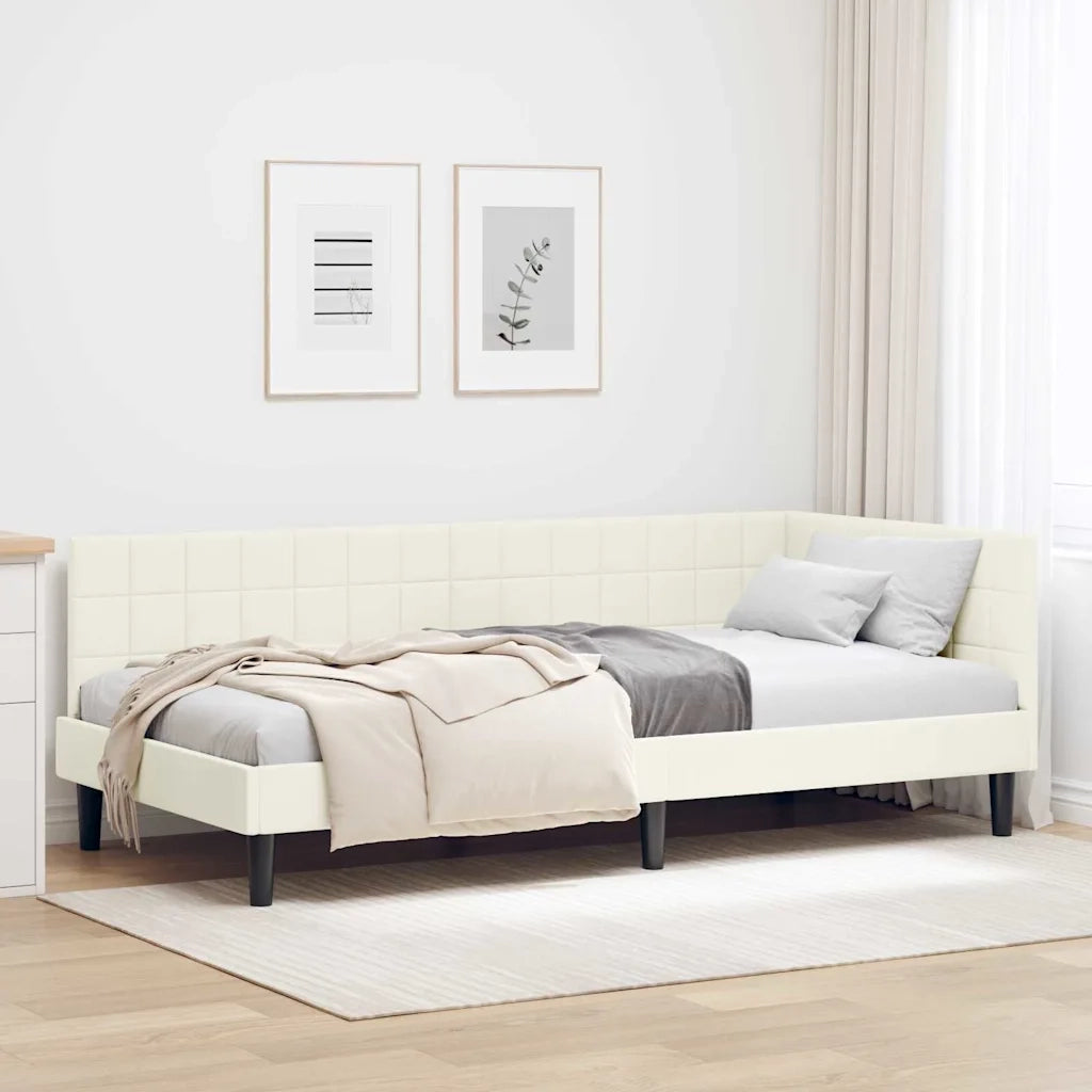 Cornice del letto ad angolo Crema 100 cm x 200 cm Velluto 42016445