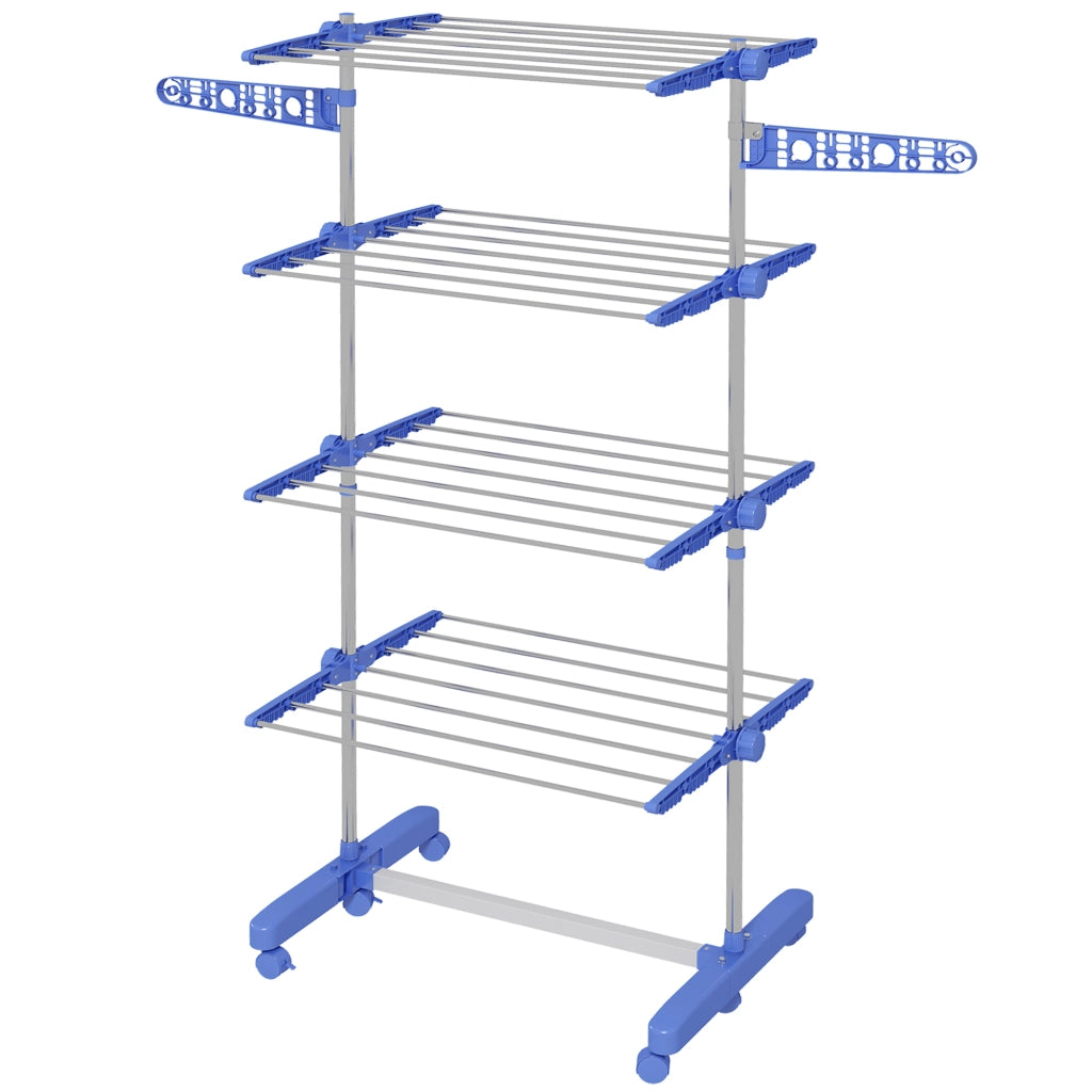 Stendino Verticale con Ripiani Regolabili ¨C Minimal ¨C Blu Argento 142x55x172
