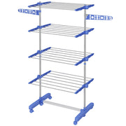Stendino Verticale con Ripiani Regolabili ¨C Minimal ¨C Blu Argento 142x55x172
