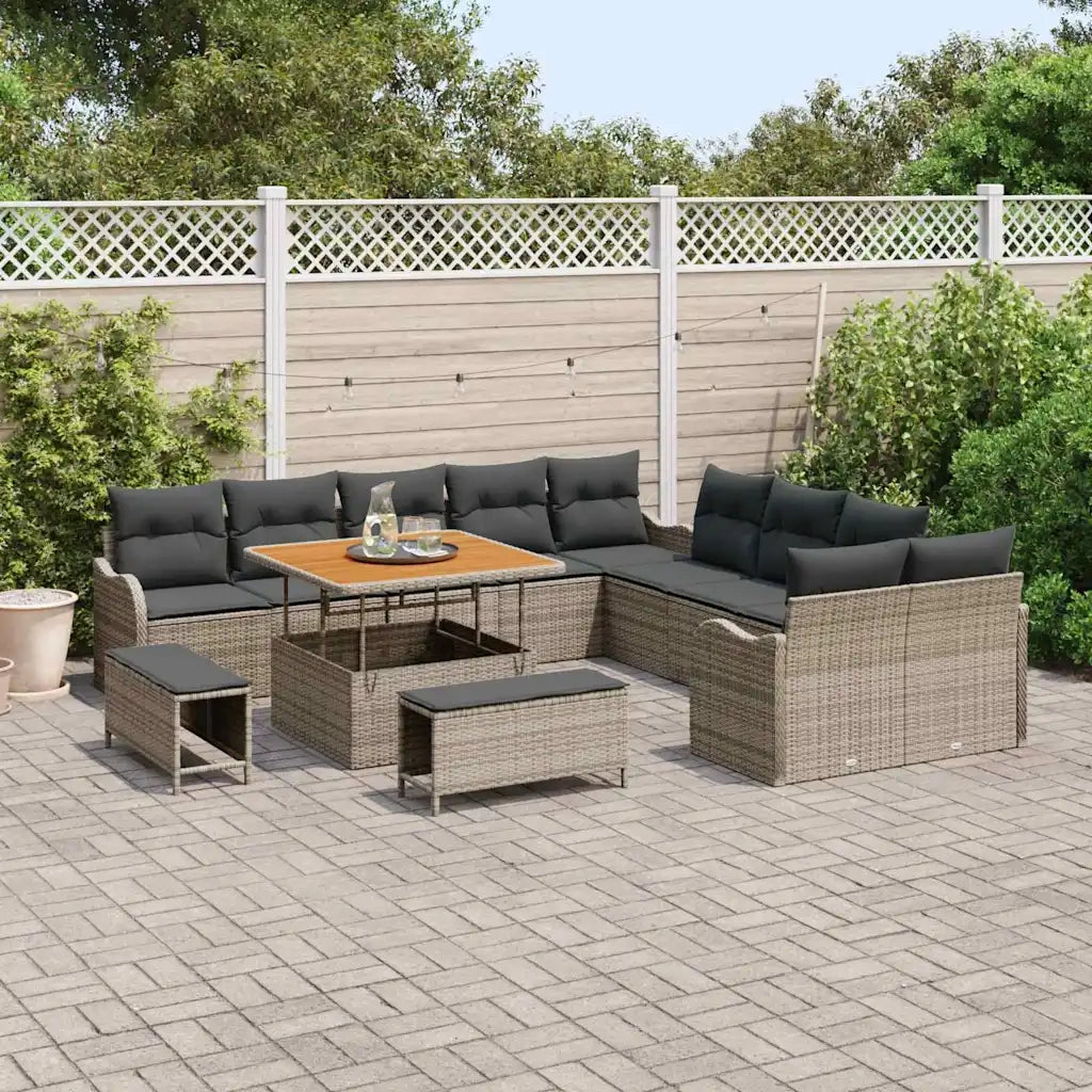 Set Divano da Giardino con cuscino 13 pcs Grigio 3364268