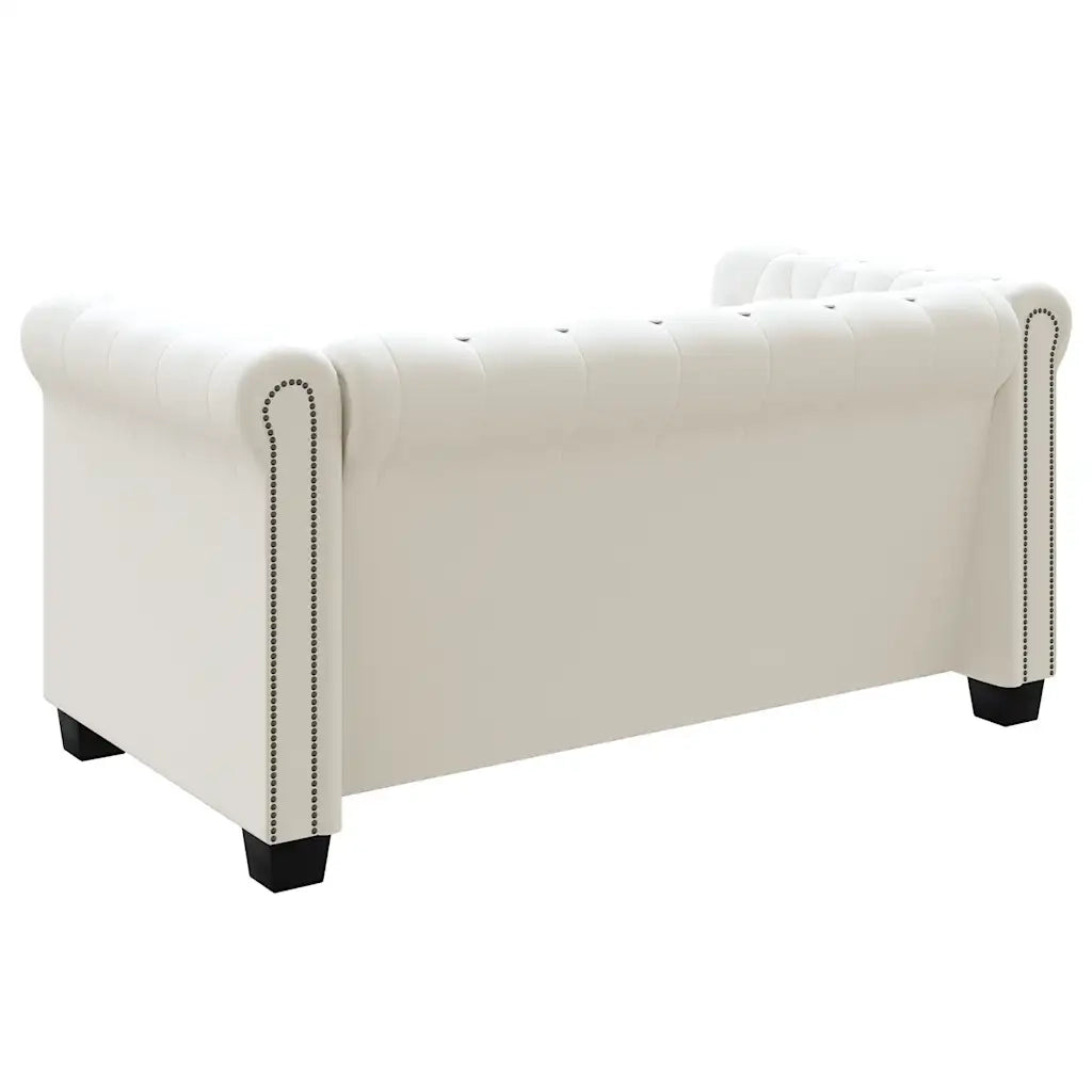 Divano Chesterfield a 2 Posti in Finta Pelle Bianco 242371