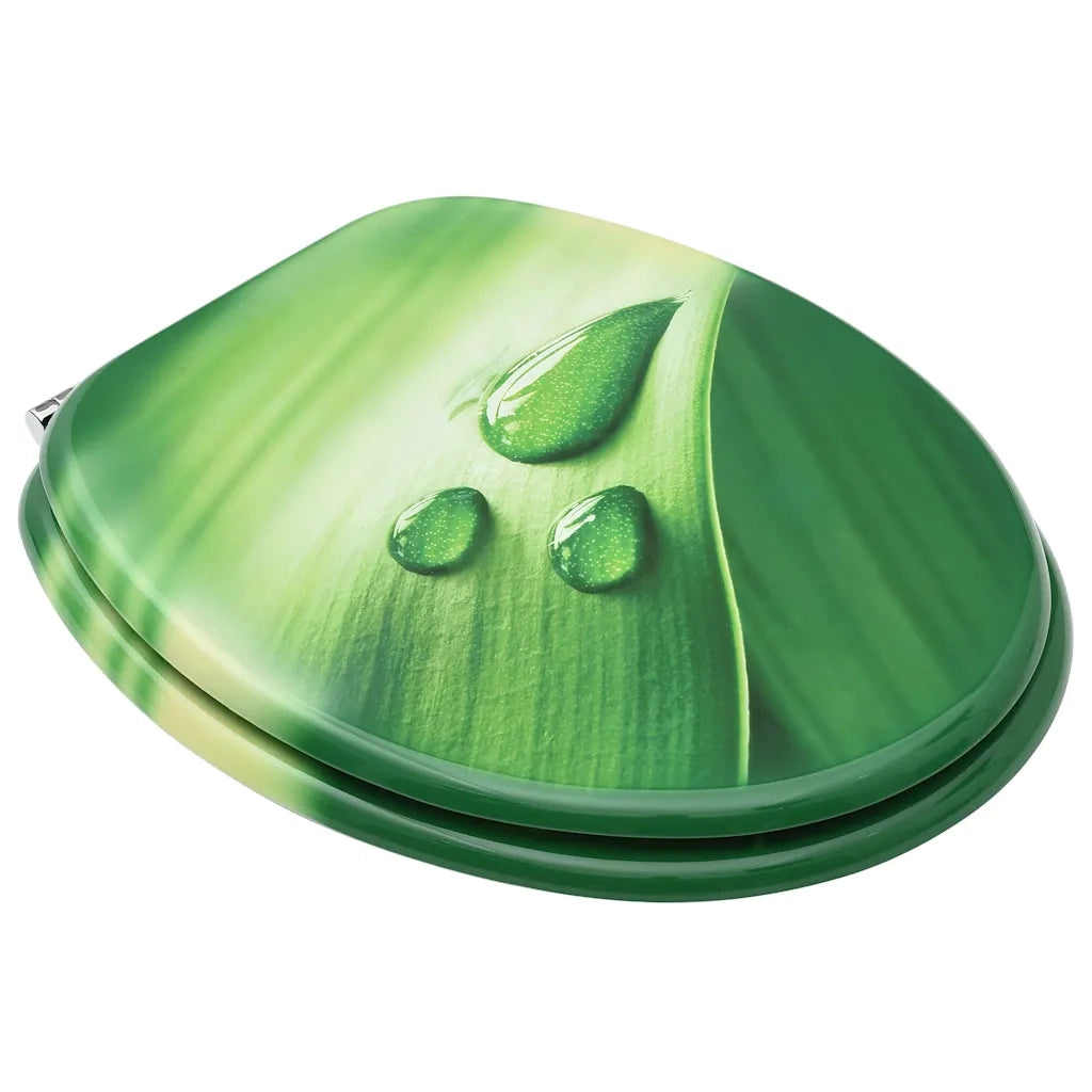 Tavolette WC e Coperchi 2 pz in MDF Verde Design Goccia d'Acqua 3056407
