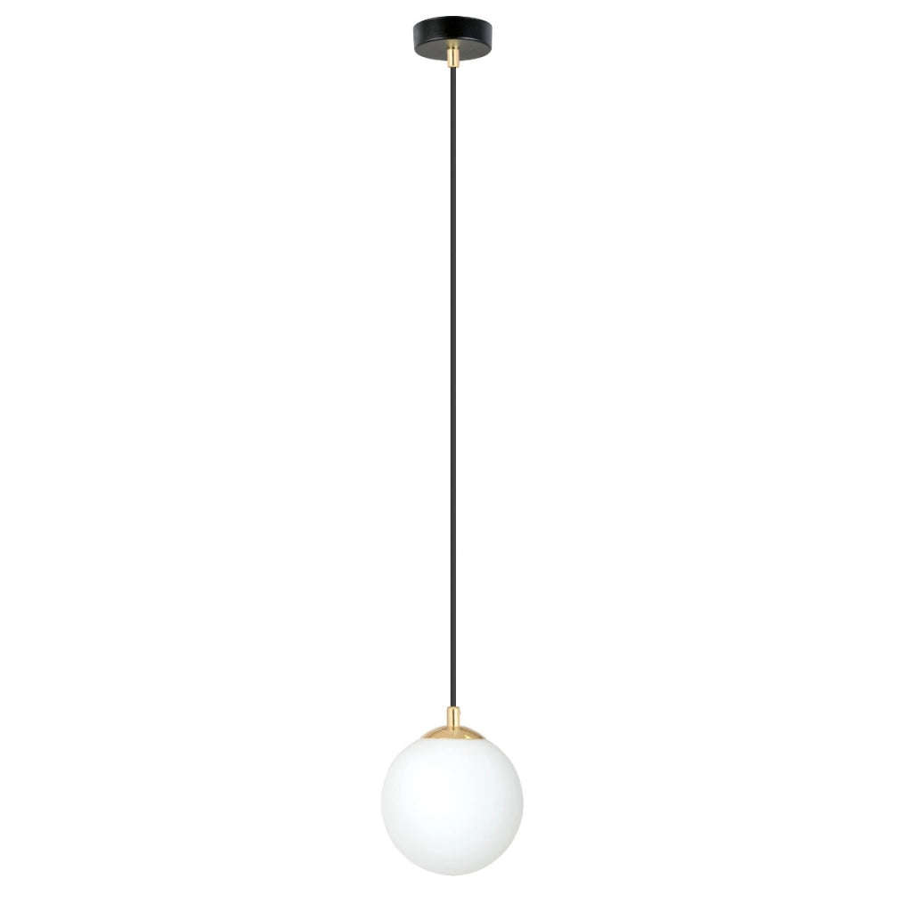 Lampada sospesa Emibig Royal vetro bianco oro E14 Ø14
