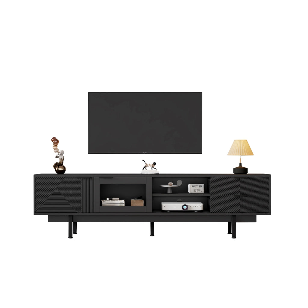Cassettiera per TV nera in truciolare lunghezza 200 cm