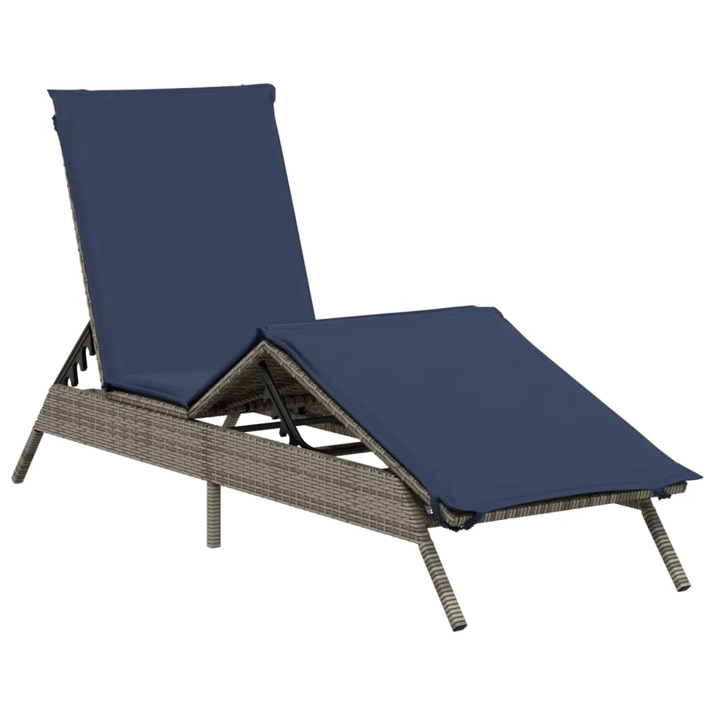 Lettino prendisole con Cuscino in Polyrattan Grigio 4002707