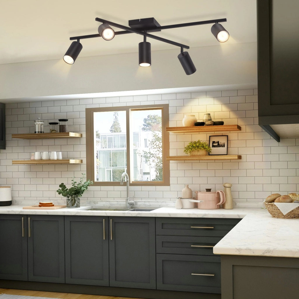 ZMH Faretto da soffitto 5 fiamme GU10 nero lampada da soffitto per camera da letto