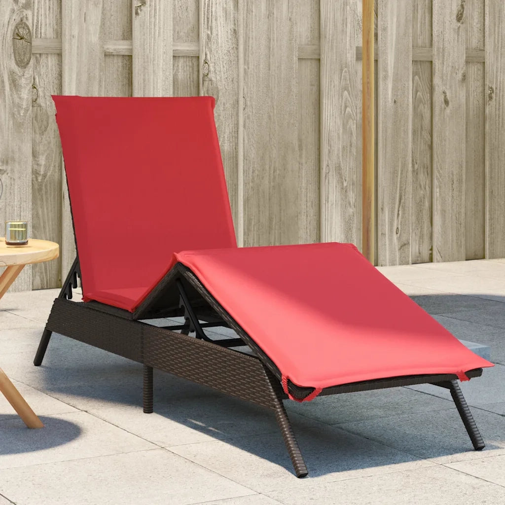 Lettino prendisole con Cuscino in Polyrattan Marrone 4002708
