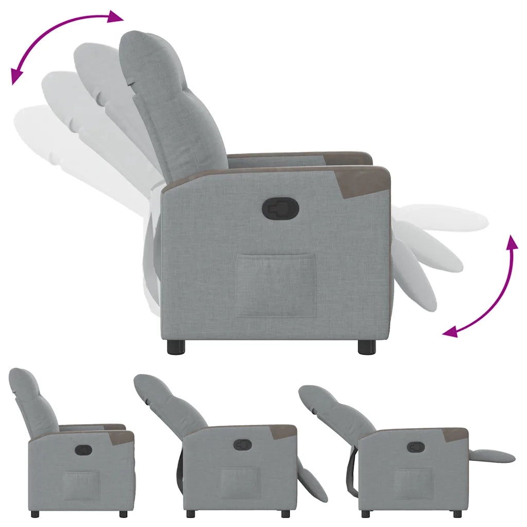 Poltrona Reclinabile in Tessuto Grigio Chiaro 4104839