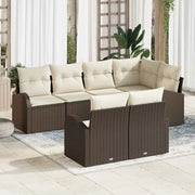 Set Divano da Giardino 7 pcs Marrone e bianco polyrattan