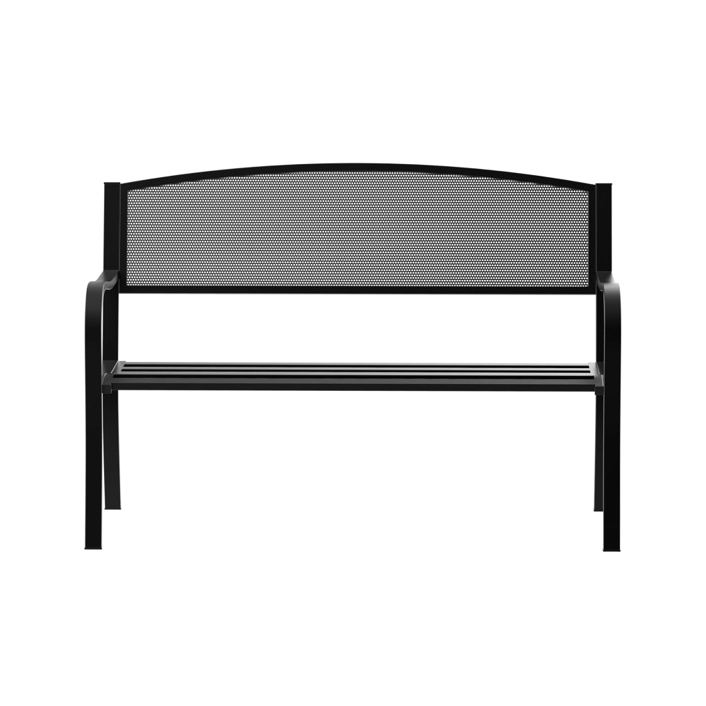 Panchina da Esterno Panca da Giardino Max 240kg Metallo 127 ¡Á 60 ¡Á 85cm Nero