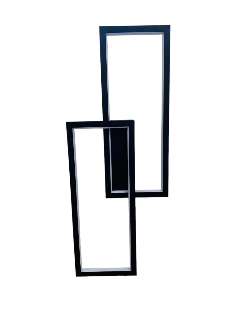 Applique Nera Lampada da parete per interni luce muro a LED 32W moderna con doppio rettangolo luminoso