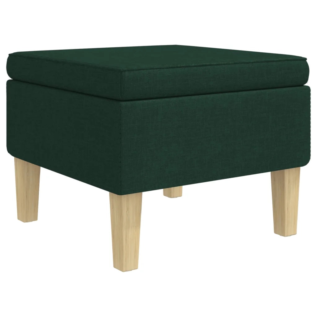 Poltrona con Gambe a Dondolo e Sgabello Verde Scuro in Tessuto