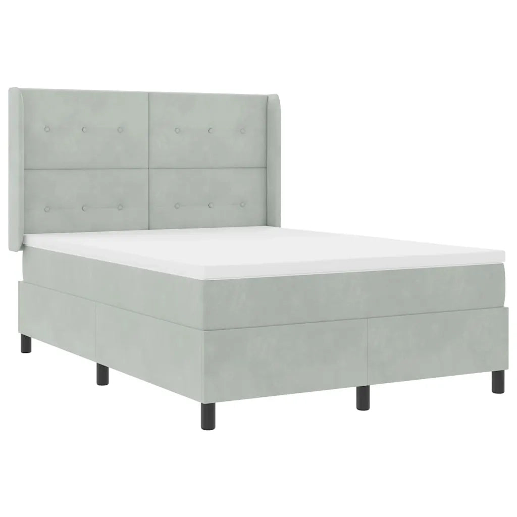 Letto a molle con testiera Grigio chiaro 140 x 190 cm Velluto