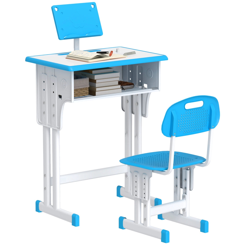 Scrivania per Bambini con Sedia ¨C Minimal ¨C 60x45x90-102 cm Blu
