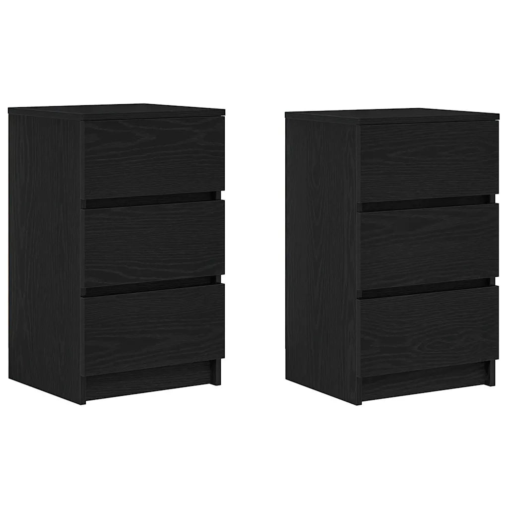 Comodini con 3 Cassetti 2 pz Nero 39x35x65 cm 861340