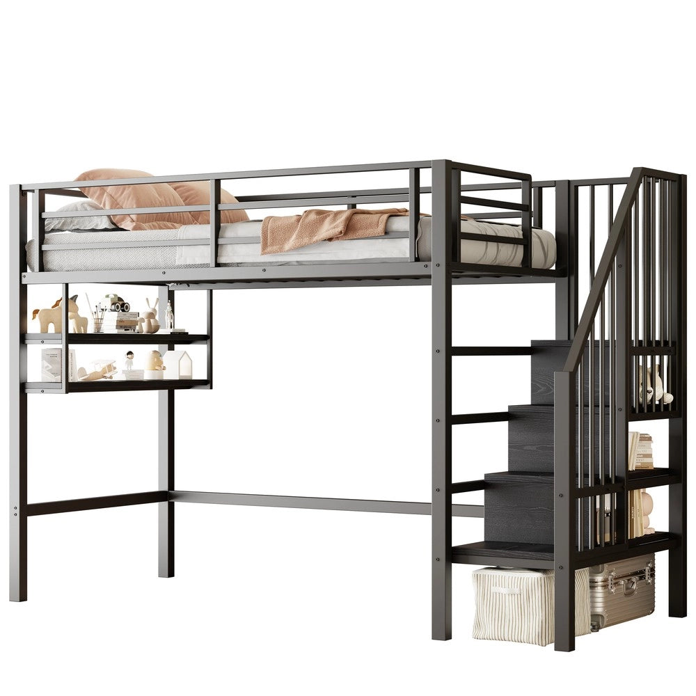 Letto a Soppalco con Gel?nder e Contenitore ¨C MINIMAL ¨C Nero 90x200