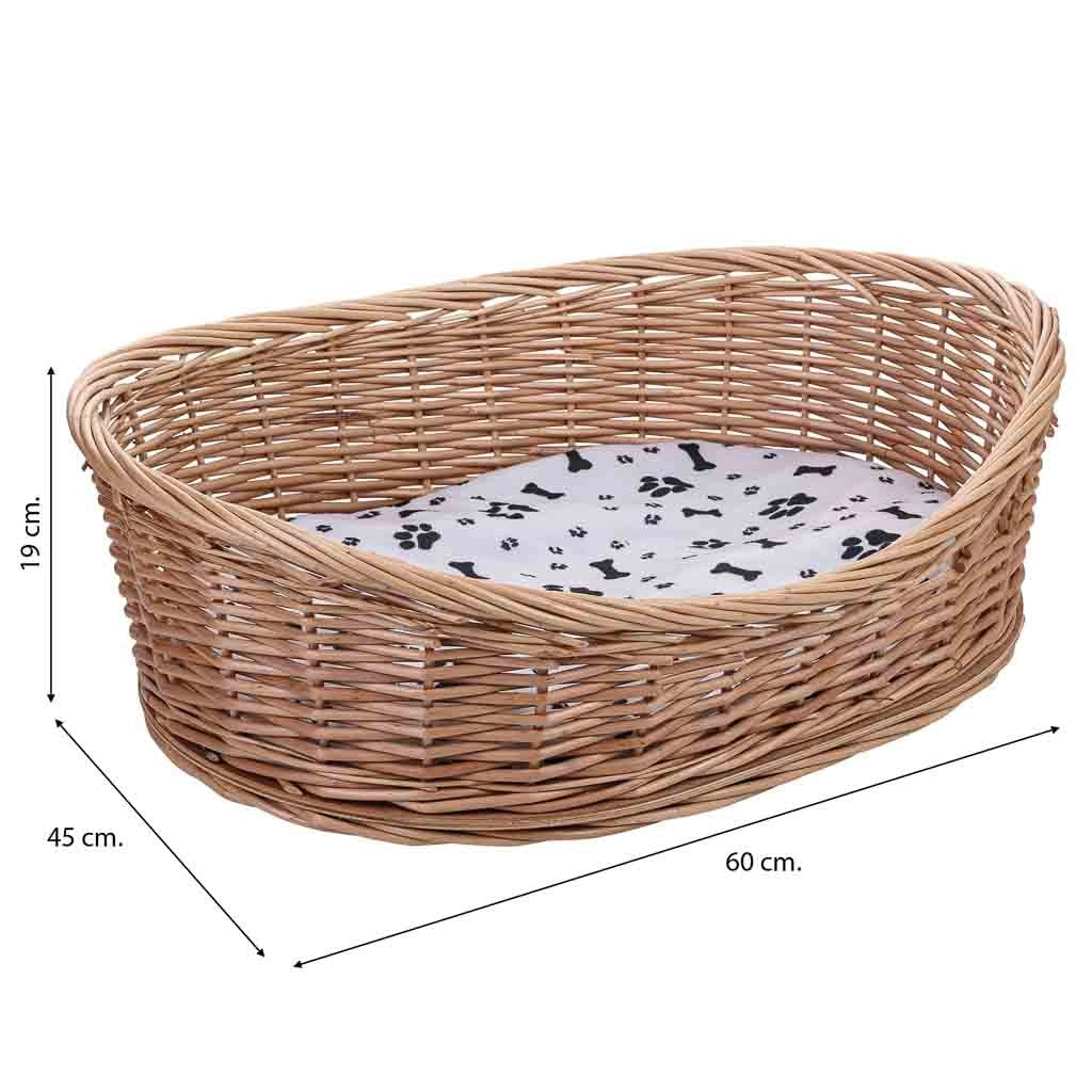 Cuccia in vimini per animali 60x45x12/19h cm
