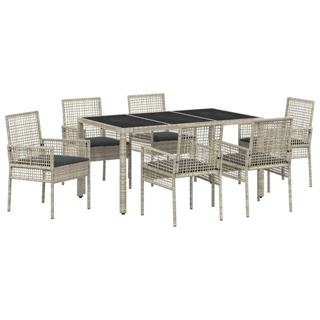 Set da Pranzo per Giardino 7 pcs Grigio chiaro polyrattan 3334898