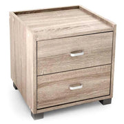 COMODINO CON 2 CASSETTI IN LEGNO ROVERE 43 X 40 X 44 CM
