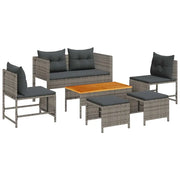 Set Divano da Giardino 6 pz | Set Salotto da Giardino Grigio e Grigio Scuro polyrattan