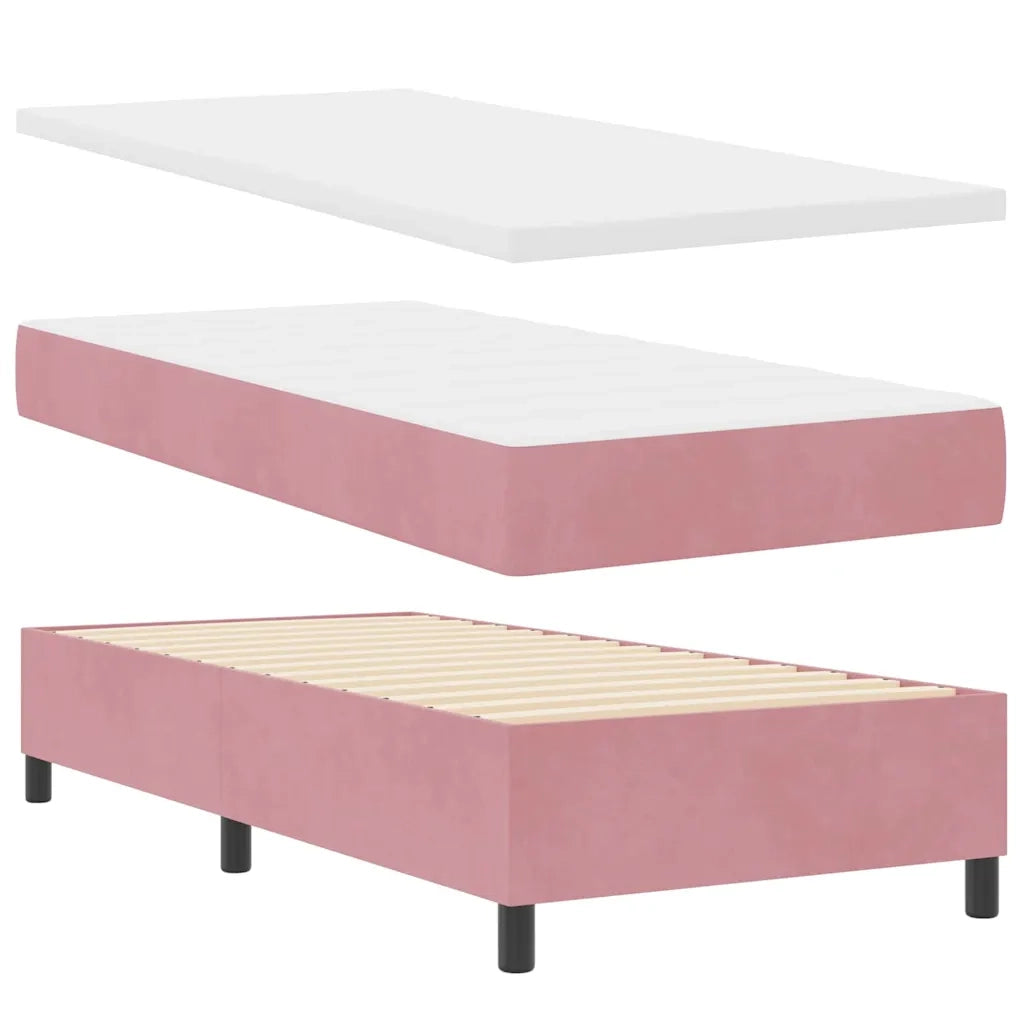 Letto a Sorgente LED con materasso Rosa 90 x 200 cm Tessuto